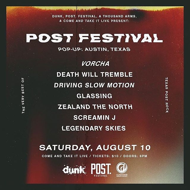 Next up on our summer series: Post Festival Pop Up: Austin, Texas at @comeandtakeitlive. This is an immense lineup of the best instrumental music in the area. We can&rsquo;t wait for this one! Join us on Saturday, August 10! @vorchamusic @glassingban