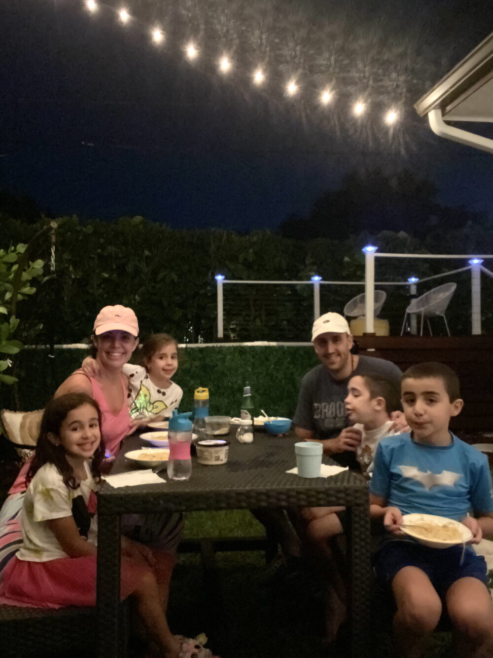 Enjoying our first outdoor family dinner in our newly design backyard