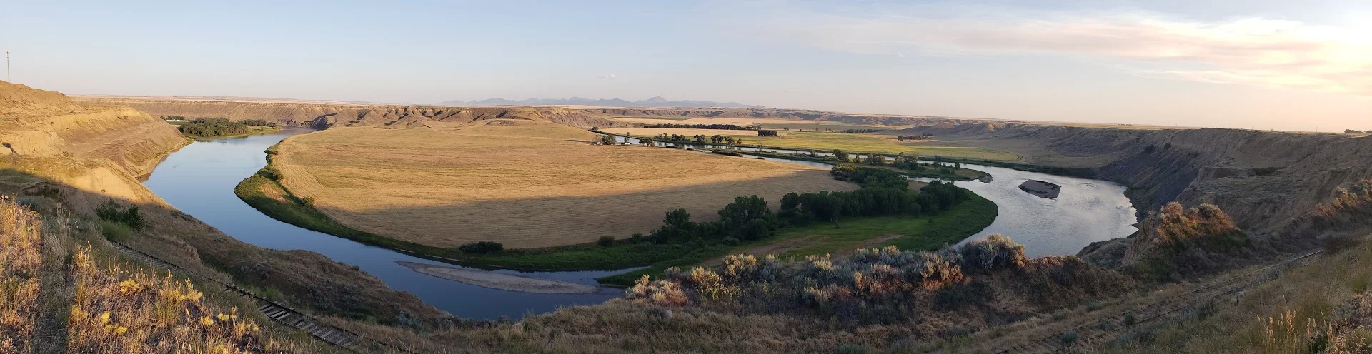 The winding Missouri River entering into Fort Benton
