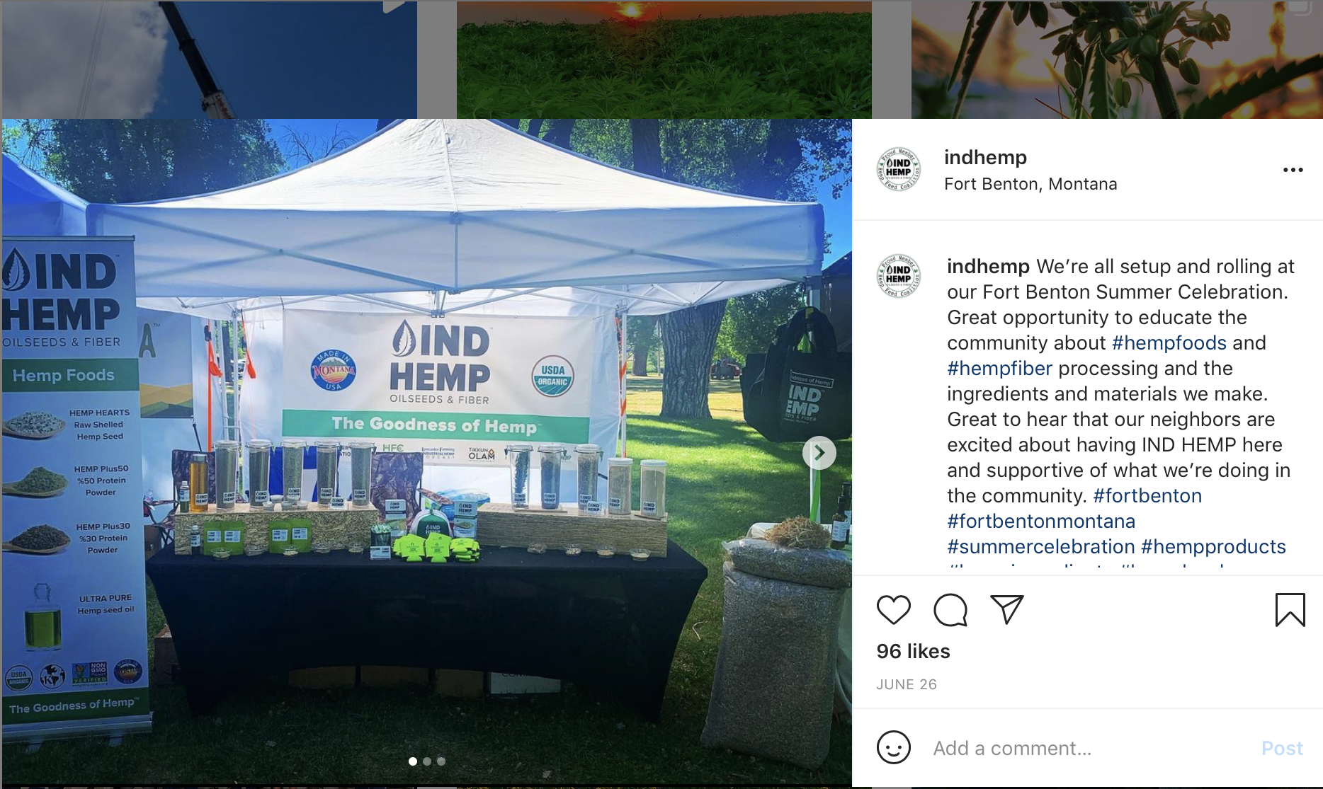 IND HEMP’s booth at the 2021 Summer Celebration.