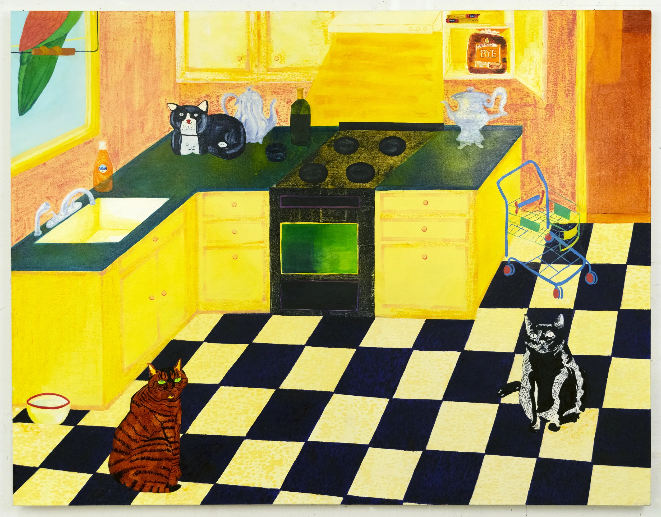 Cat Conference in the Kitchen