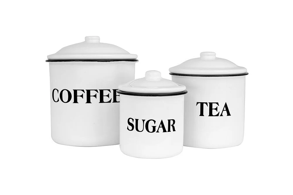 enamel tea coffee sugar canisters