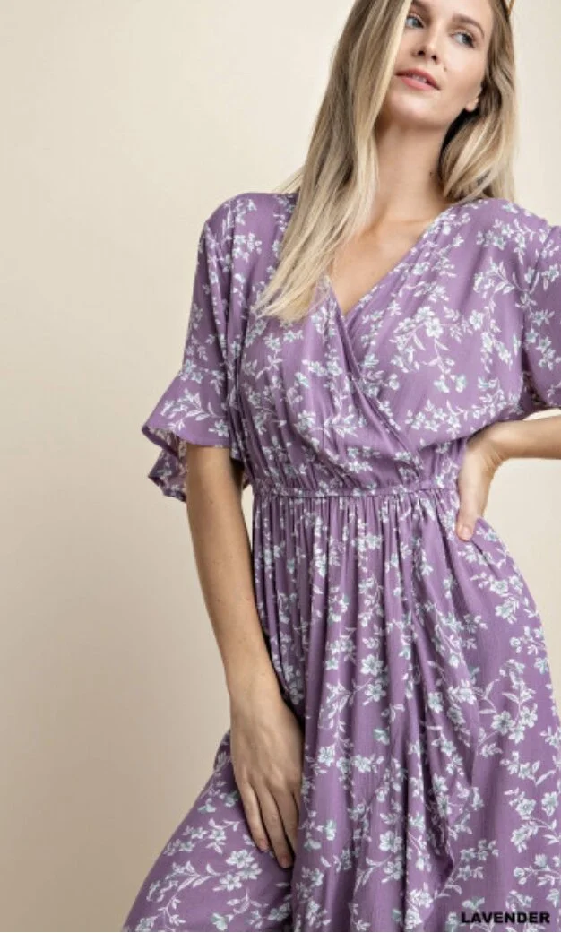 lavender wrap dress