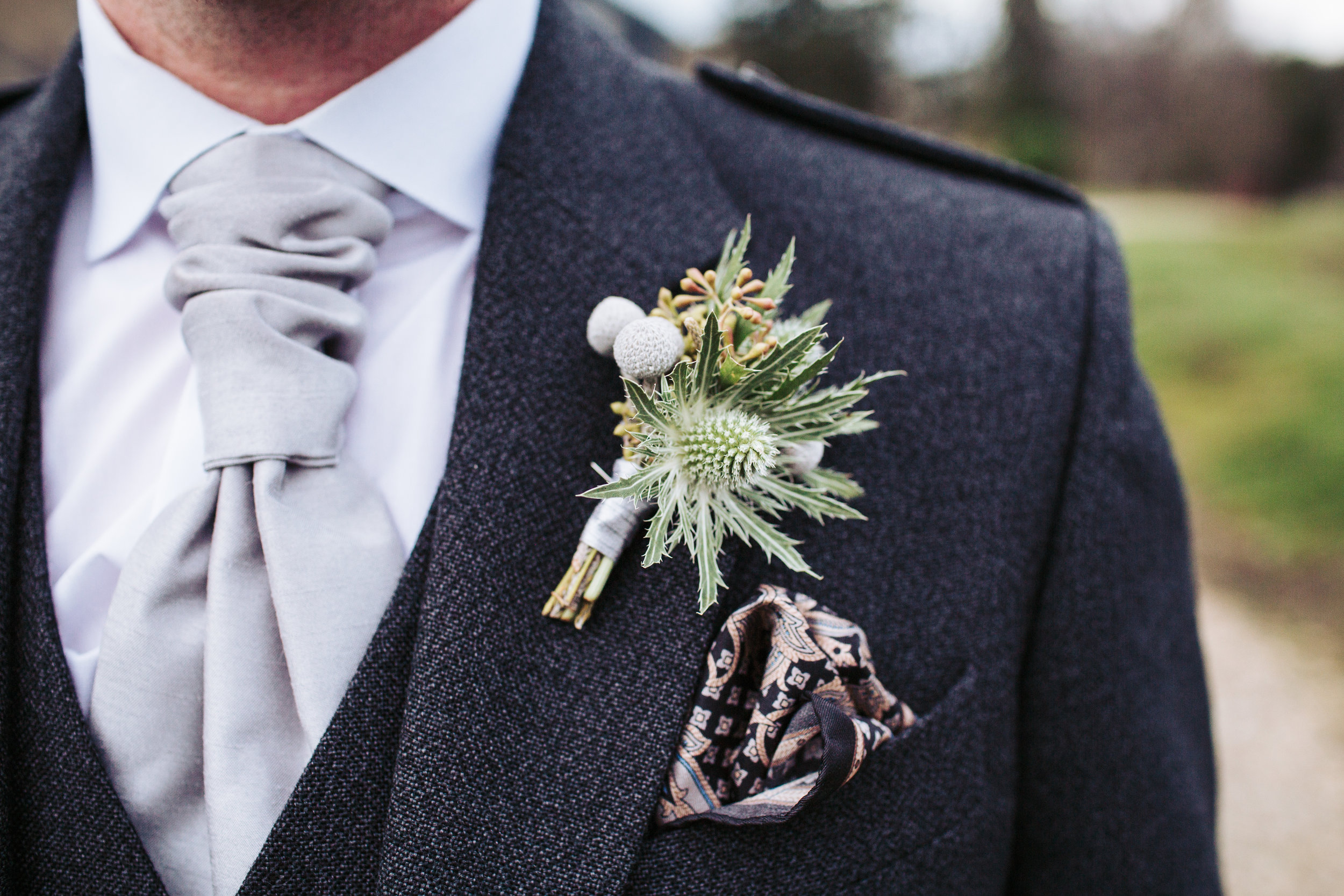 Leafy Couture - Yorkshire Wedding Florist - Silver flowers - NYE wedding - Silver thistle buttonhole - Wharfedale Grange wedding.jpg