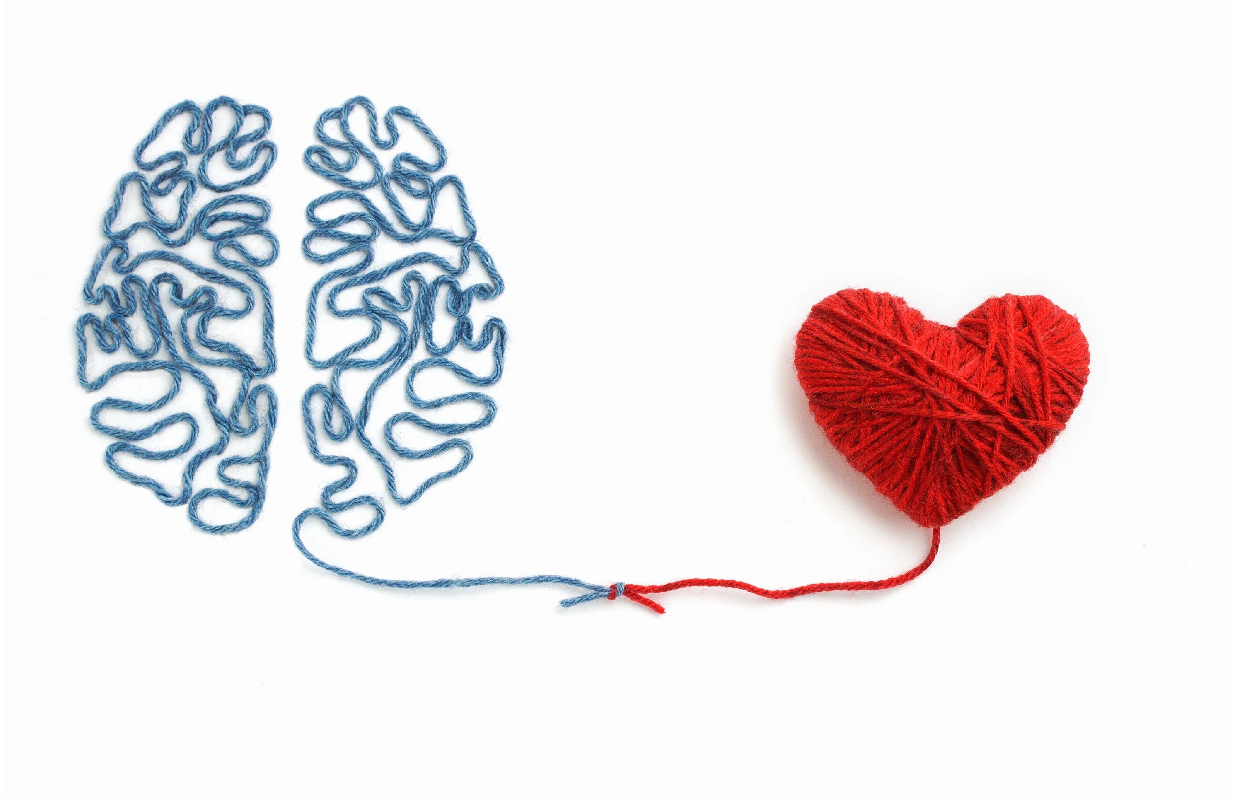 llustration of a brain connected to a heart with string, representing integrative psychotherapy that combines evidence-informed therapeutic approaches to support emotional well-being.