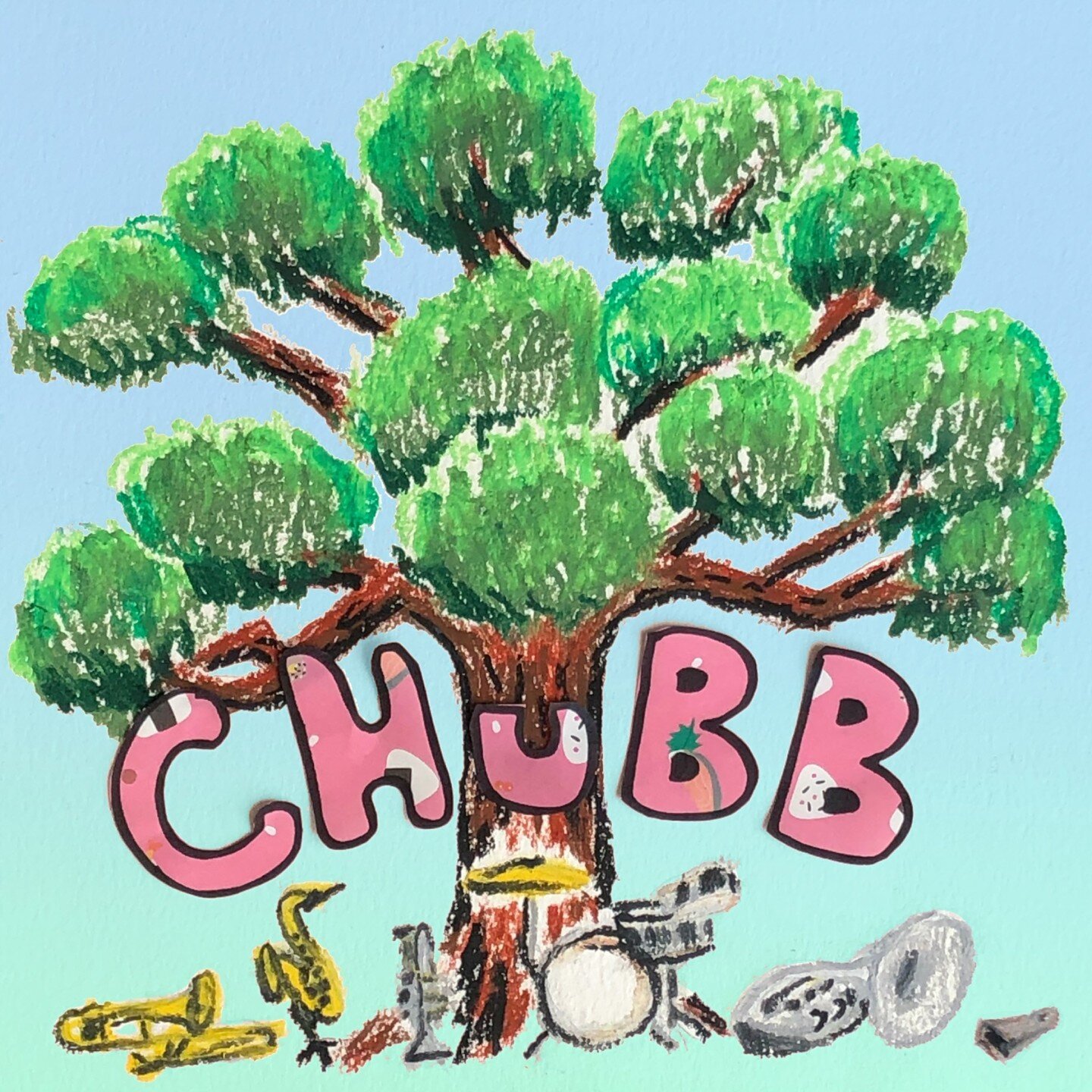 BIG ANNOUNCEMENT!! Please welcome into the world: &quot;CHuBB&quot;, our debut album! Available on Bandcamp: https://chunkyhustlebrassband.bandcamp.com/album/chubb
.
Album art by our incredible trumpet player @meowch_music, and the album was produced