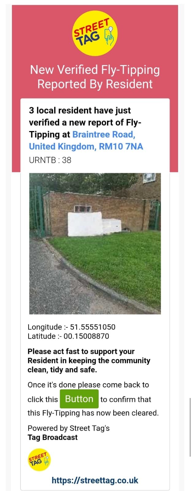 Tag Broadcast Functionality on Street Tag Update