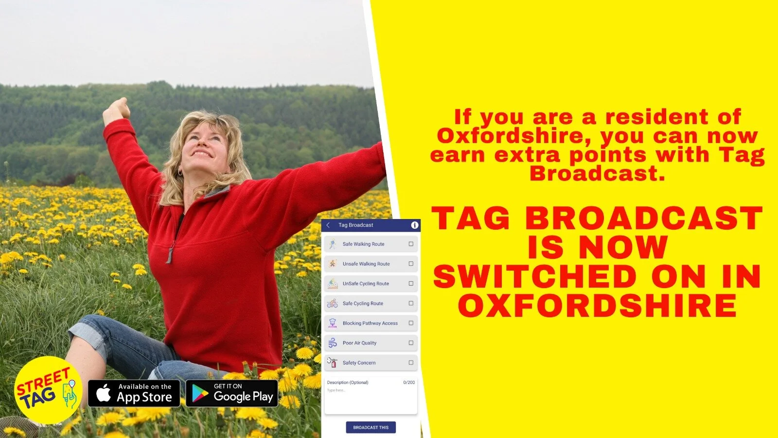 TAG BROADCAST IS NOW SWITCHED ON IN OXFORDSHIRE UNTIL 1ST OF MARCH
