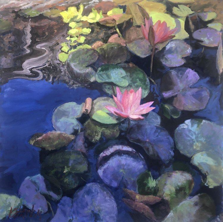 "Lotus Reflections": 34"X34"