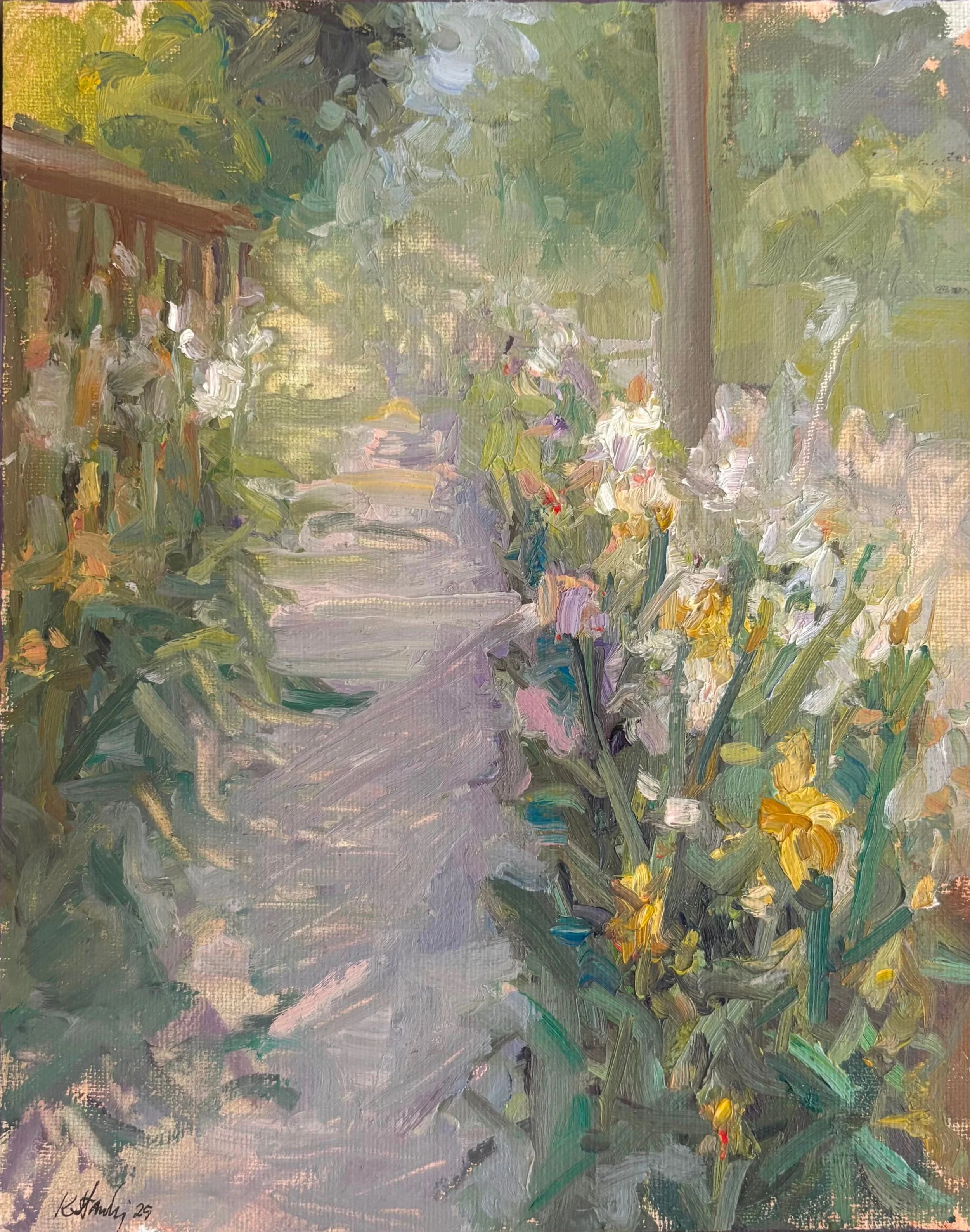 Lilac Promenade in Plein Air, 8x10 inches, Oil on Canvas, $275 Price Drop!