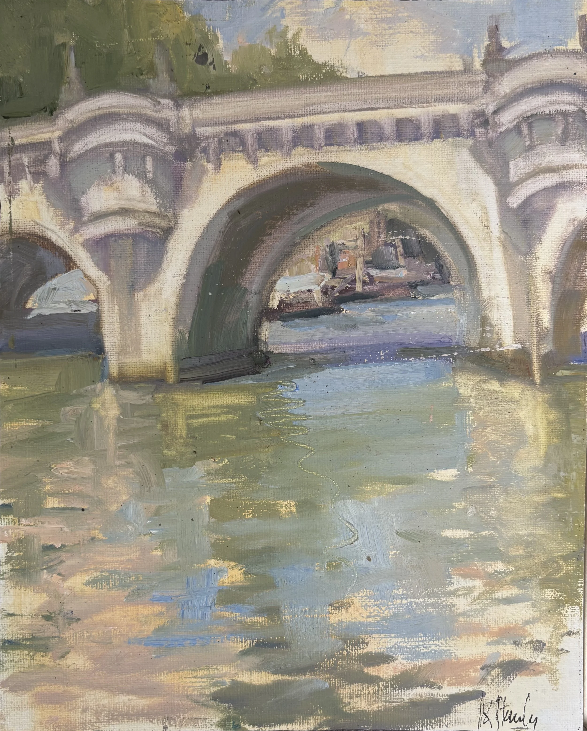 Pont Neuf Bridge, 8x10 inches, Oil on Canvas Board, $325; Plein Air Sketch Paris, France