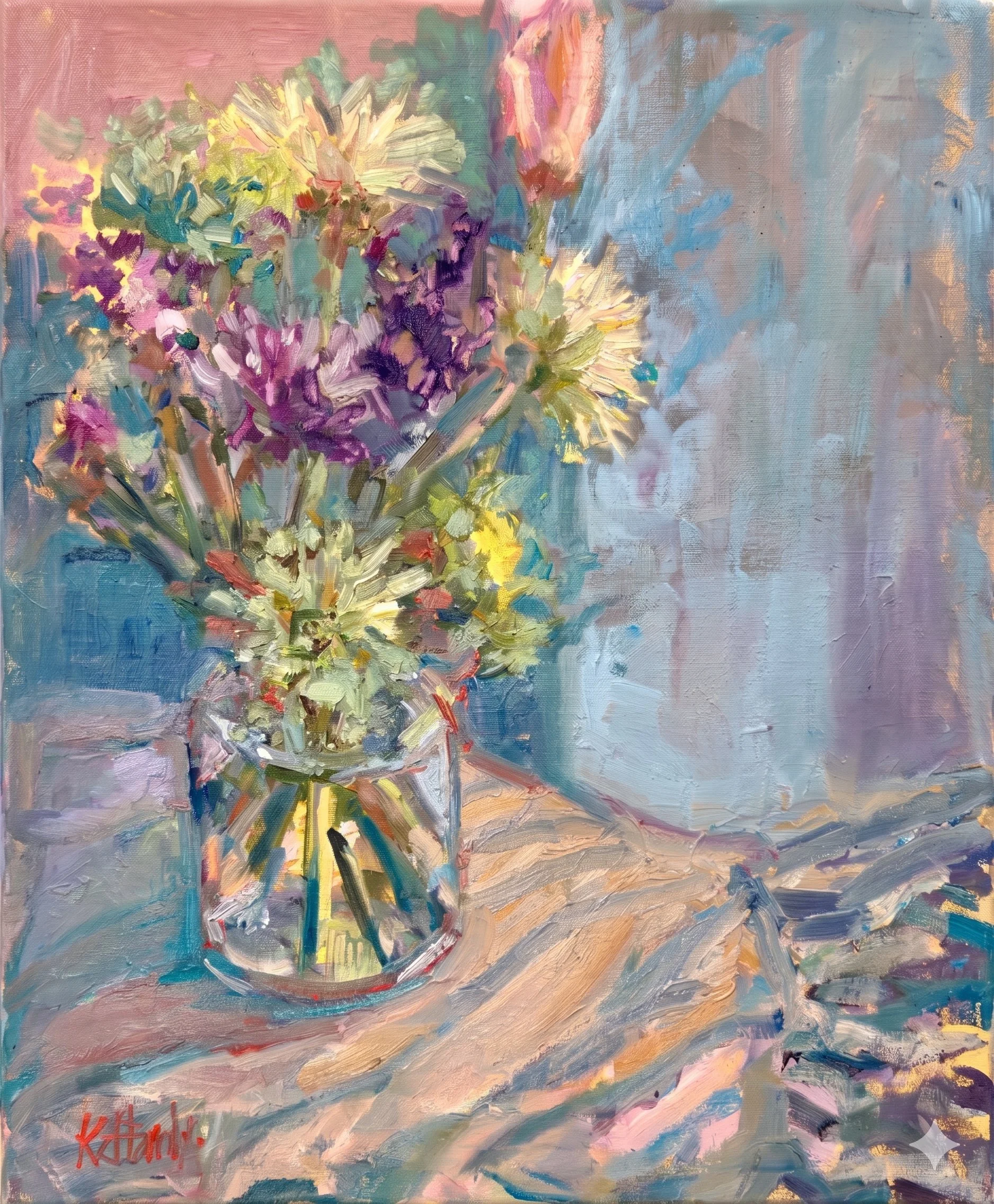 Bouquet in my Kitchen Window, 11x14 inches, $575