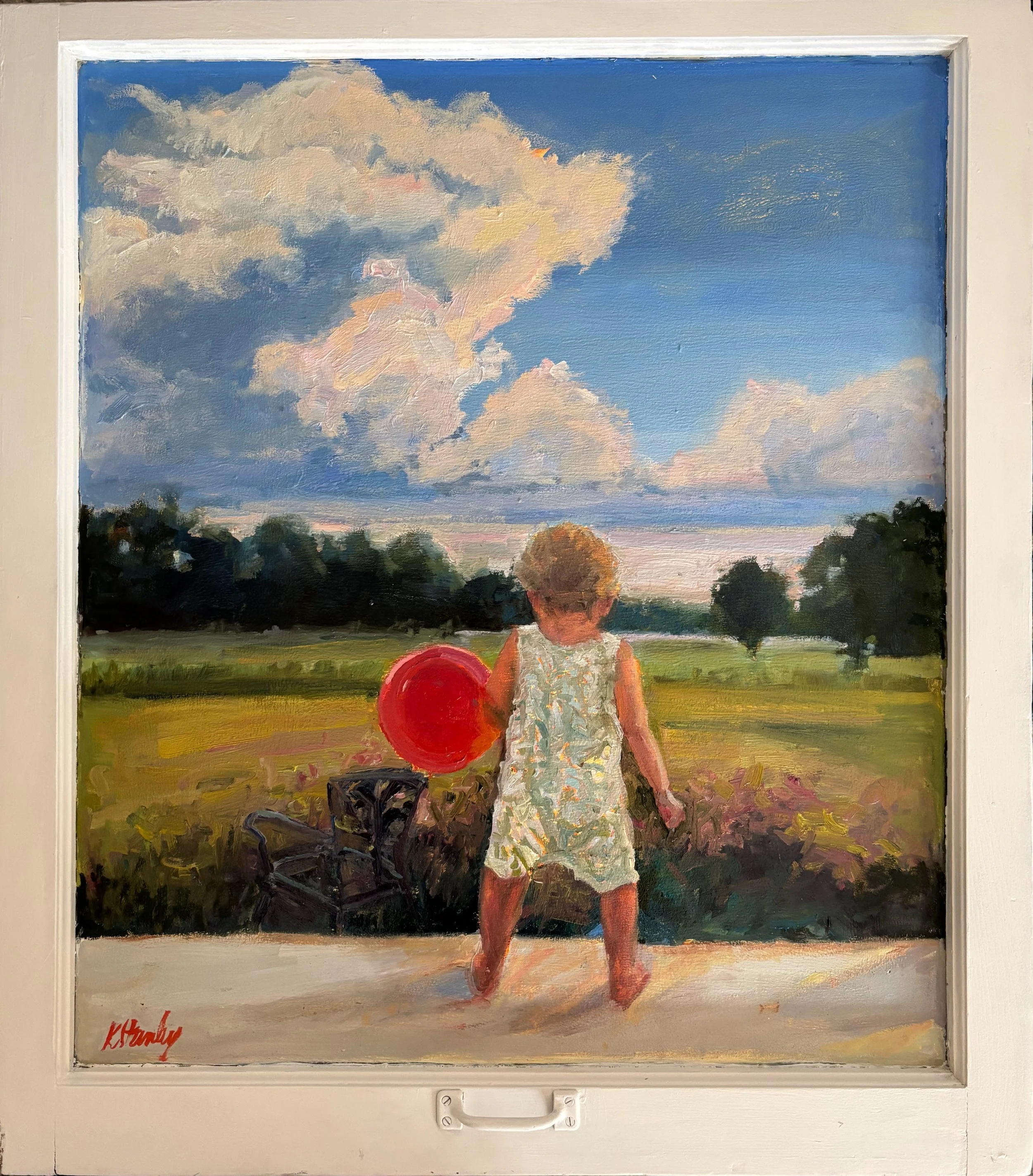 Elliott's Balloon, 28x32"; Oil on Glass Window Pane, $3,500