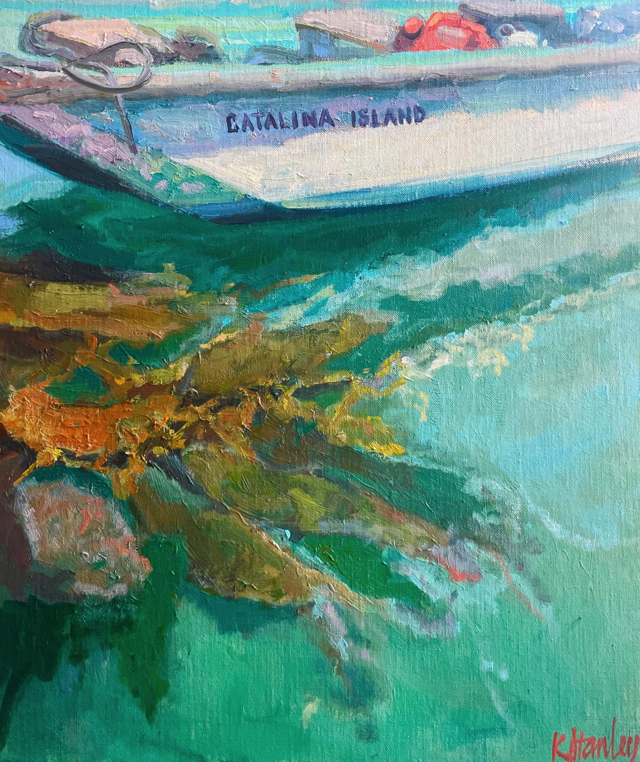 Boston Whaler Reflections, Two Harbors. 20x24"; Oil on Canvas: $895