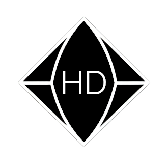 A geometric logo with a diamond shape and the letters HD in the center.