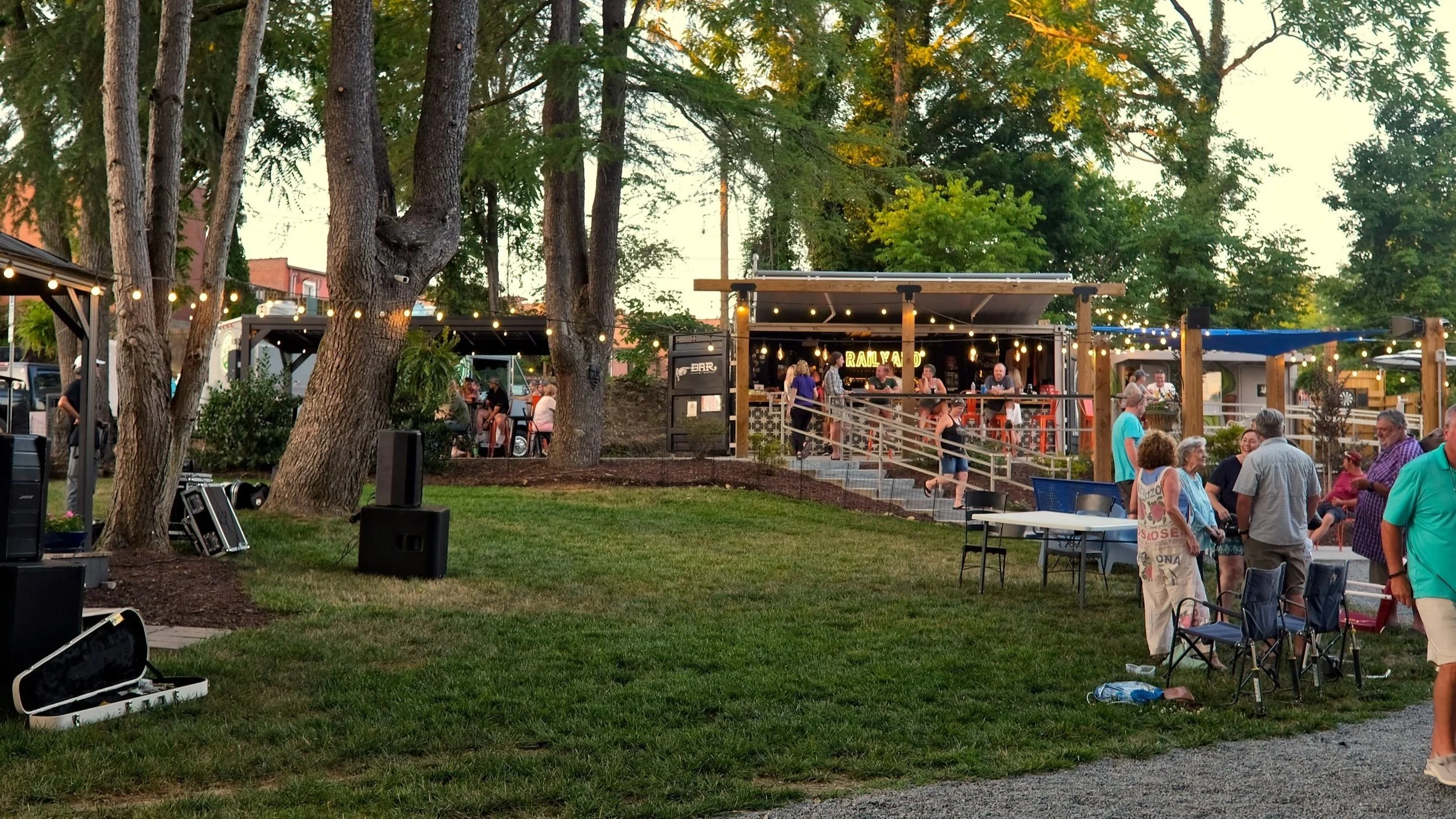 beer garden with people