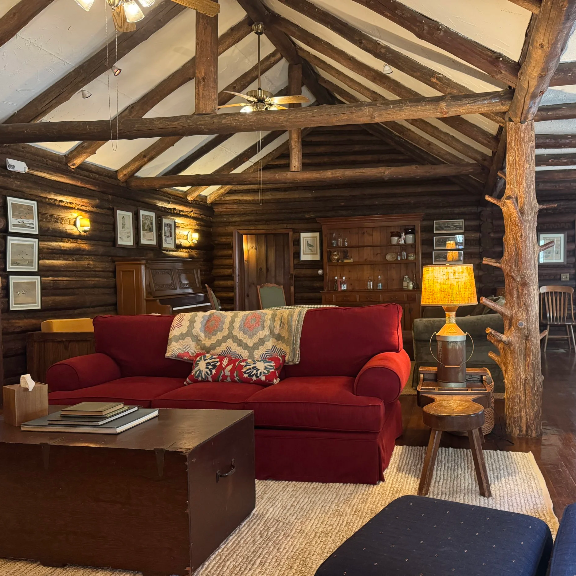 Interior of a log cabin