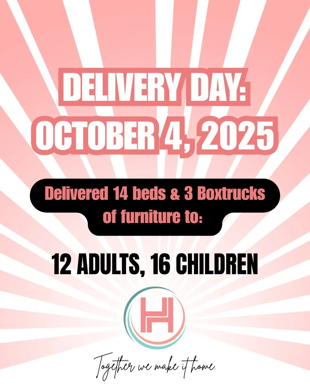 October 4, 2025 

Delivery Day!!🥳

Thank you so much to our friends from the American Institute of Chemical Engineers, Student National Medical Association, Iowa City Homeless Project, and fantastic community members for their dedication to deliveri