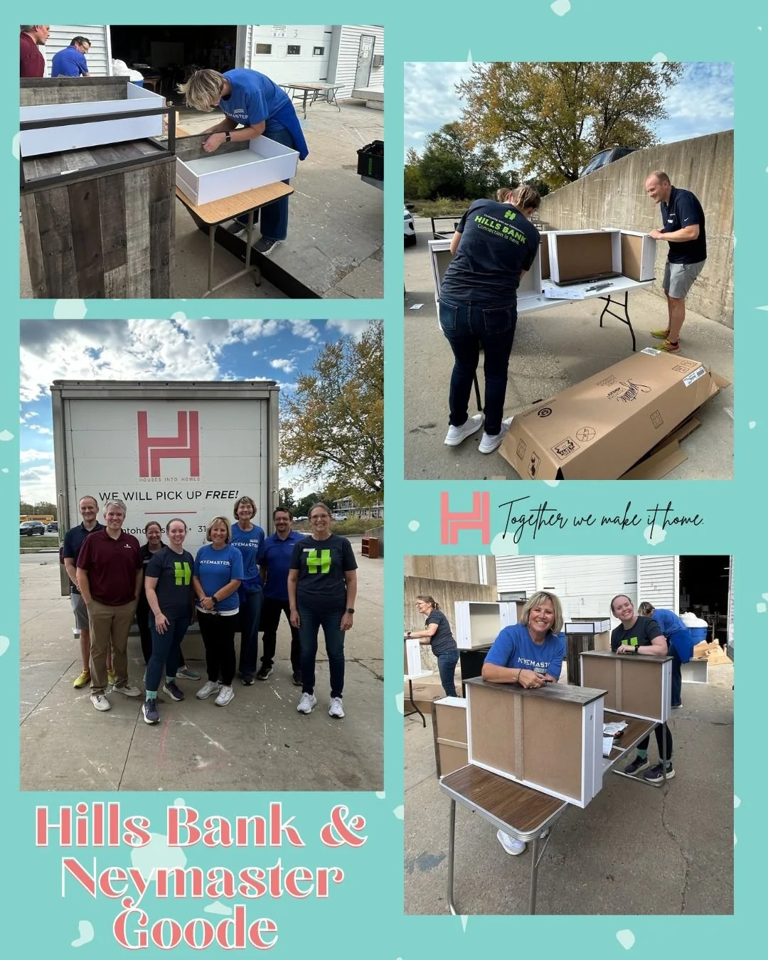 HUGE shoutout to this amazing group from Hills Bank &amp; Neymaster Goode!! Thanks to your hard work, we have 5 new dressers to give to recipients. In fact, we were short one dresser for a recipient family, so one of those dressers was delivered this