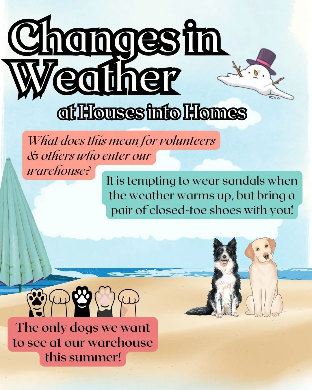 The seasons are changing&mdash;but warehouse rules aren&rsquo;t! ☀️

As the weather warms up you may prefer to wear sandals&hellip; but we can&rsquo;t have your dogs out in the warehouse! If you prefer to wear sandals to the warehouse, please make su