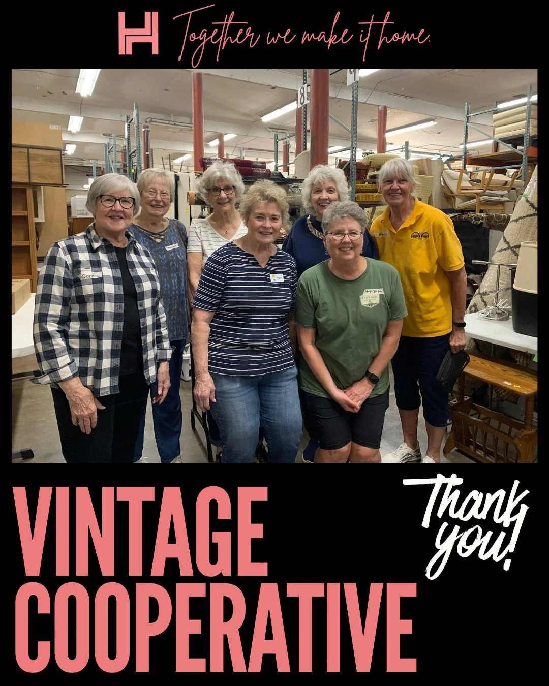 Thank you so much to our friends from Vintage Cooperative for joining us for warehouse projects! This group was busy making nightstands from kits and packing items for recipients!

Together we make it home.