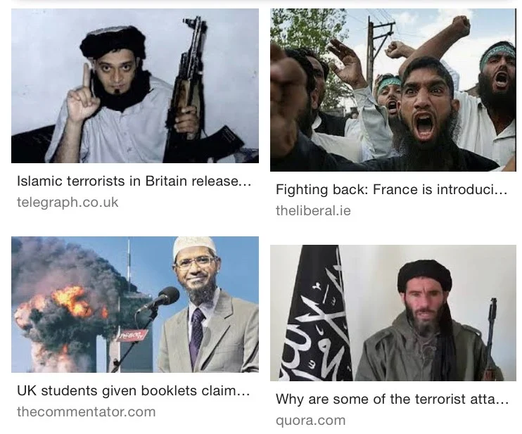 Google image search of and term “Muslim terrorist.” Source, Google.