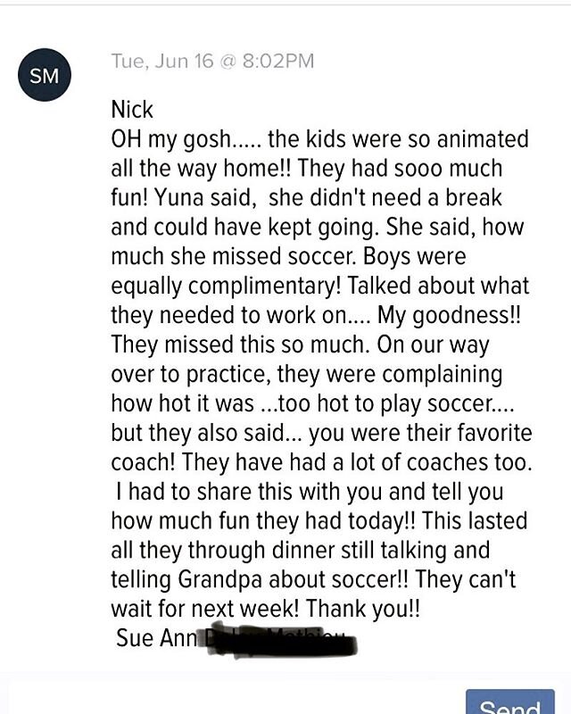 This is what Level Up Soccer is all about right here. ❤️ This is coming from a family I only see 6 times a year since they live in Hawaii and visit Minnesota every summer. Thank you, Sue. #SoRad