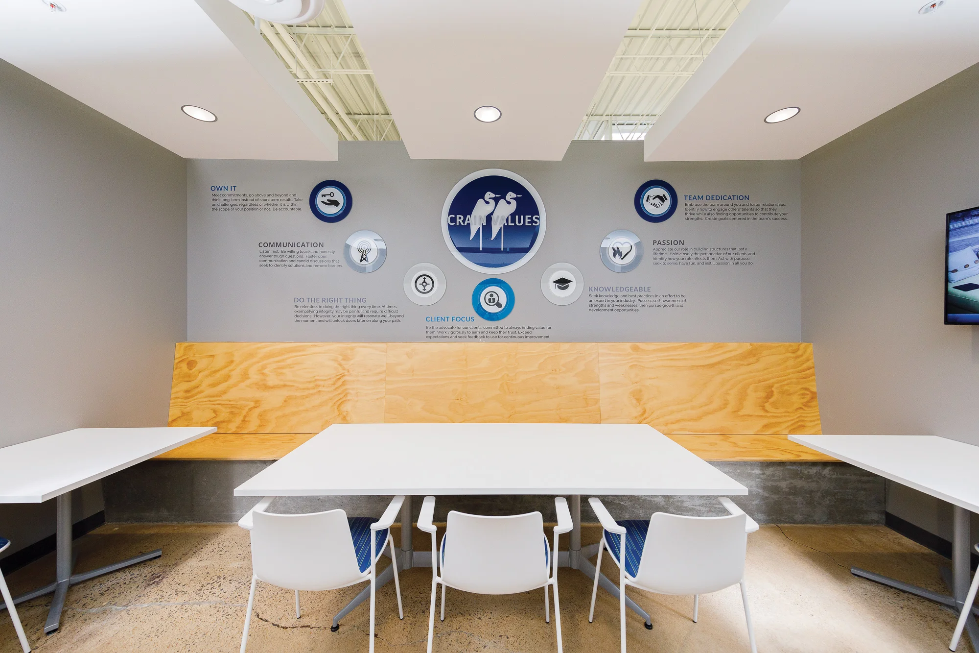 Company values - dimensional break room display
