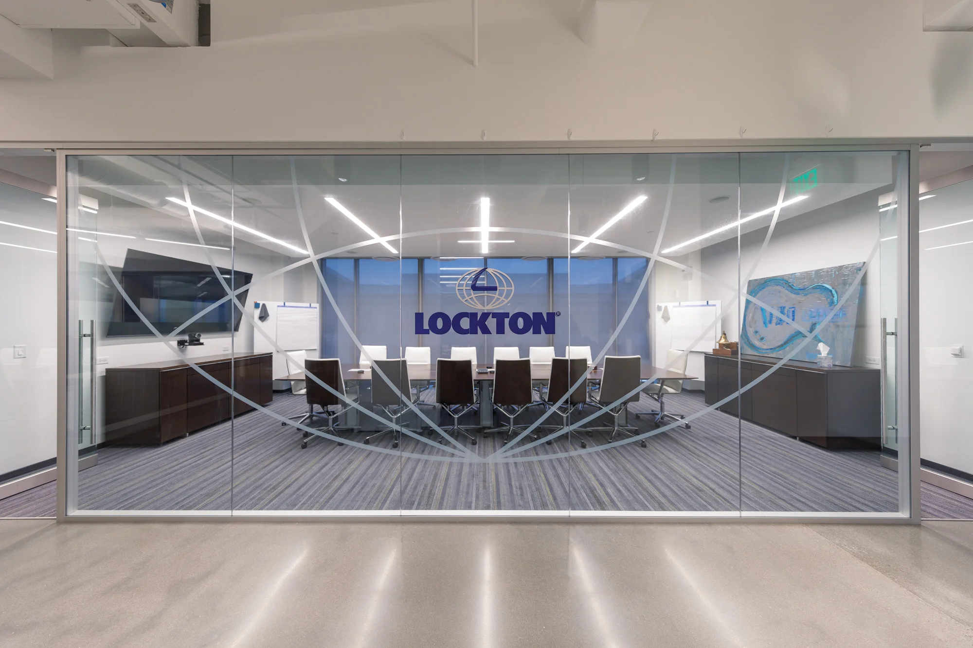 Lockton_Environmental Branding_Conference Room_Window Film and Logo Signage