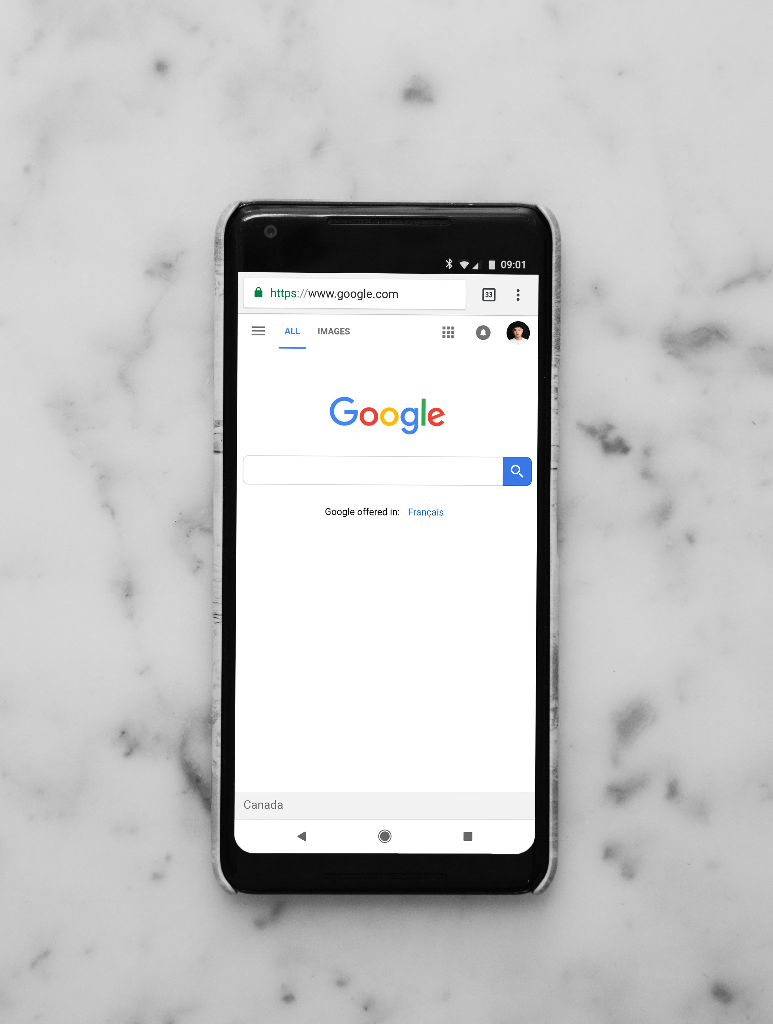Phone with google homepage