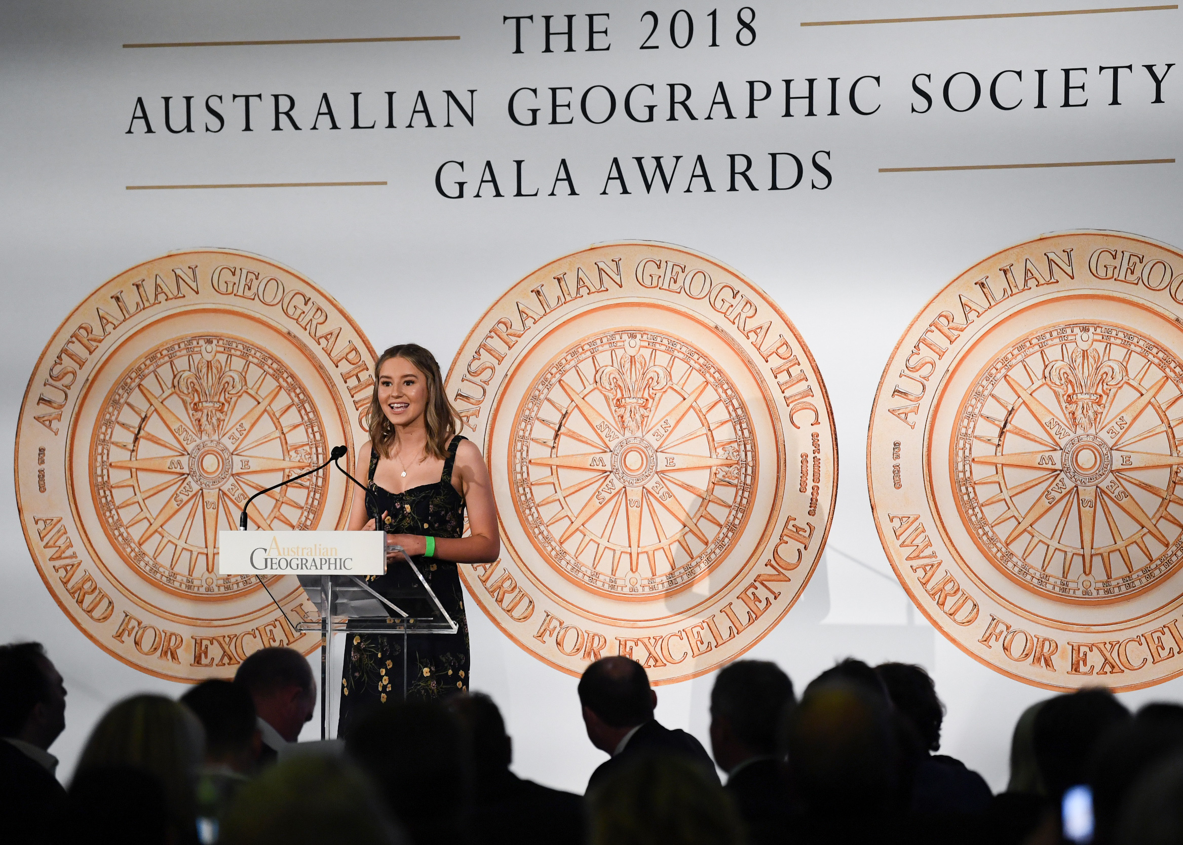 Sophia delivering her Thank You speech for the Award.