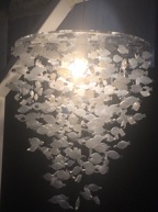 Light fitting made from soy sauce fish containers