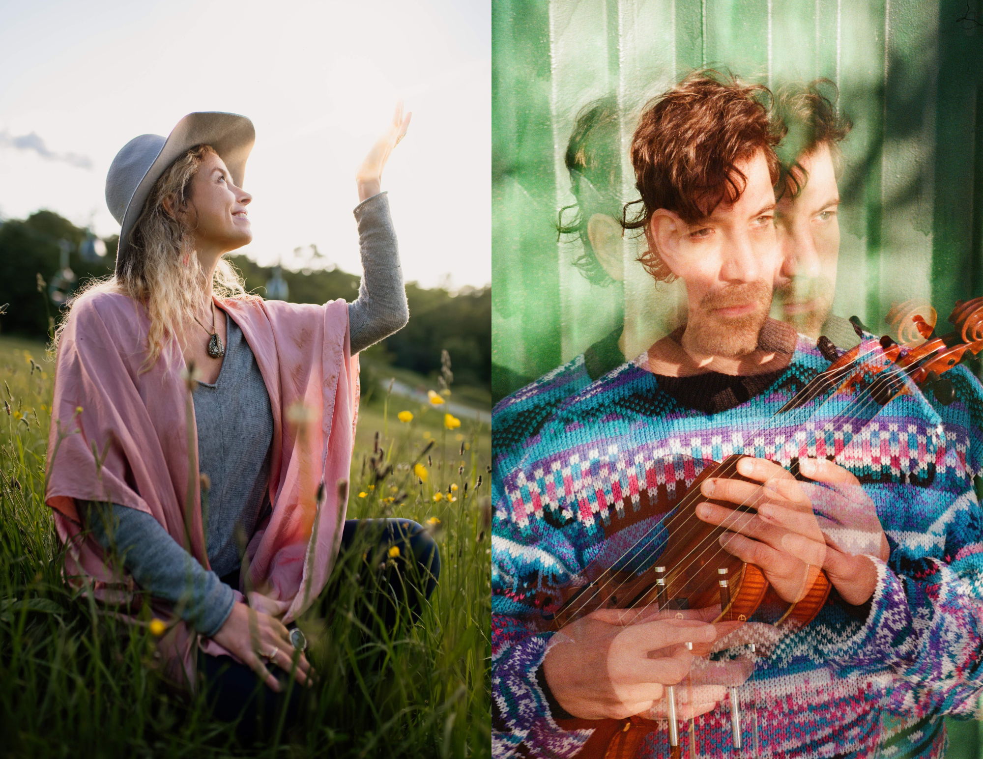 A side-by-side photo of yoga teacher Hannah Muse and musician Chris Lynch