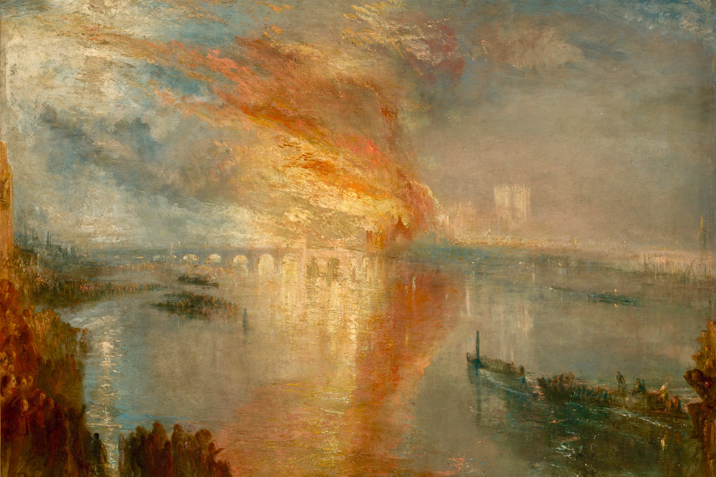  The Burning of the Houses of Lords and Commons, 1834.  Joseph Mallord William Turner  