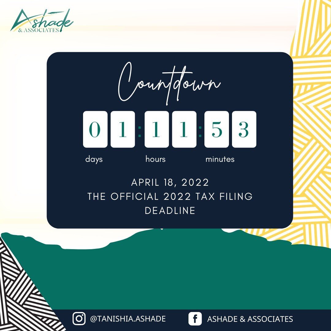 Less than 3 days left until April 18, 2022, the official 2022 tax filing deadline!

Wait&mdash; Don&rsquo;t freak out in my comments LOL

We would love to help you! This weekend we are filing extensions and will resume tax preparation services beginn