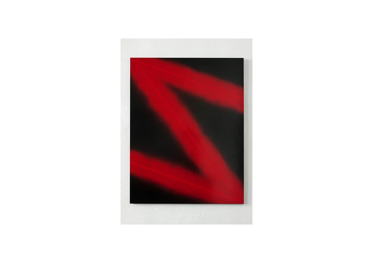 Red Lightning, 2005 Lackspray auf Sperrholz 90 x 70 cm
