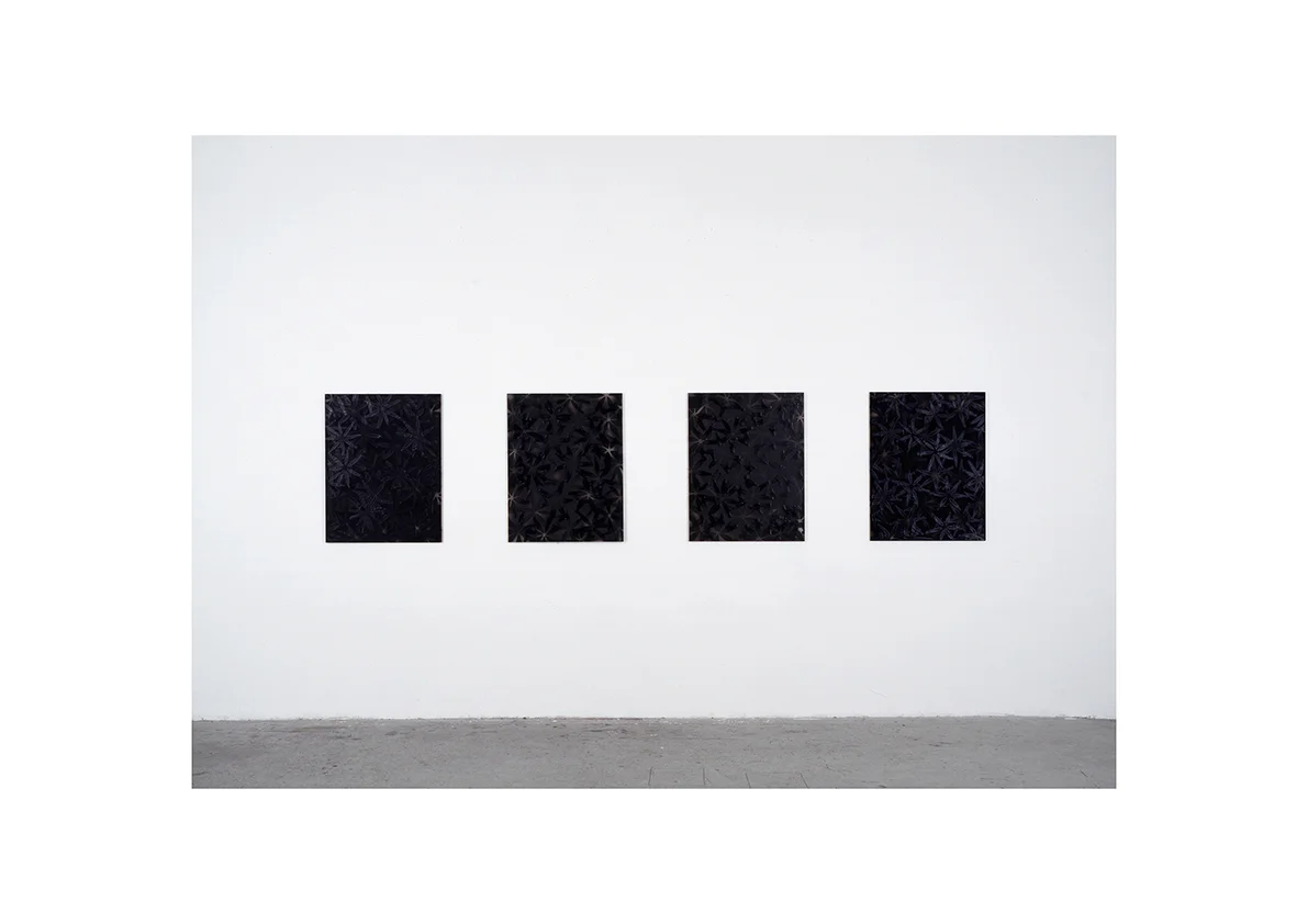 Teerror I-IV, 2003 Teer auf Sperrholz je 90 x 70 cm