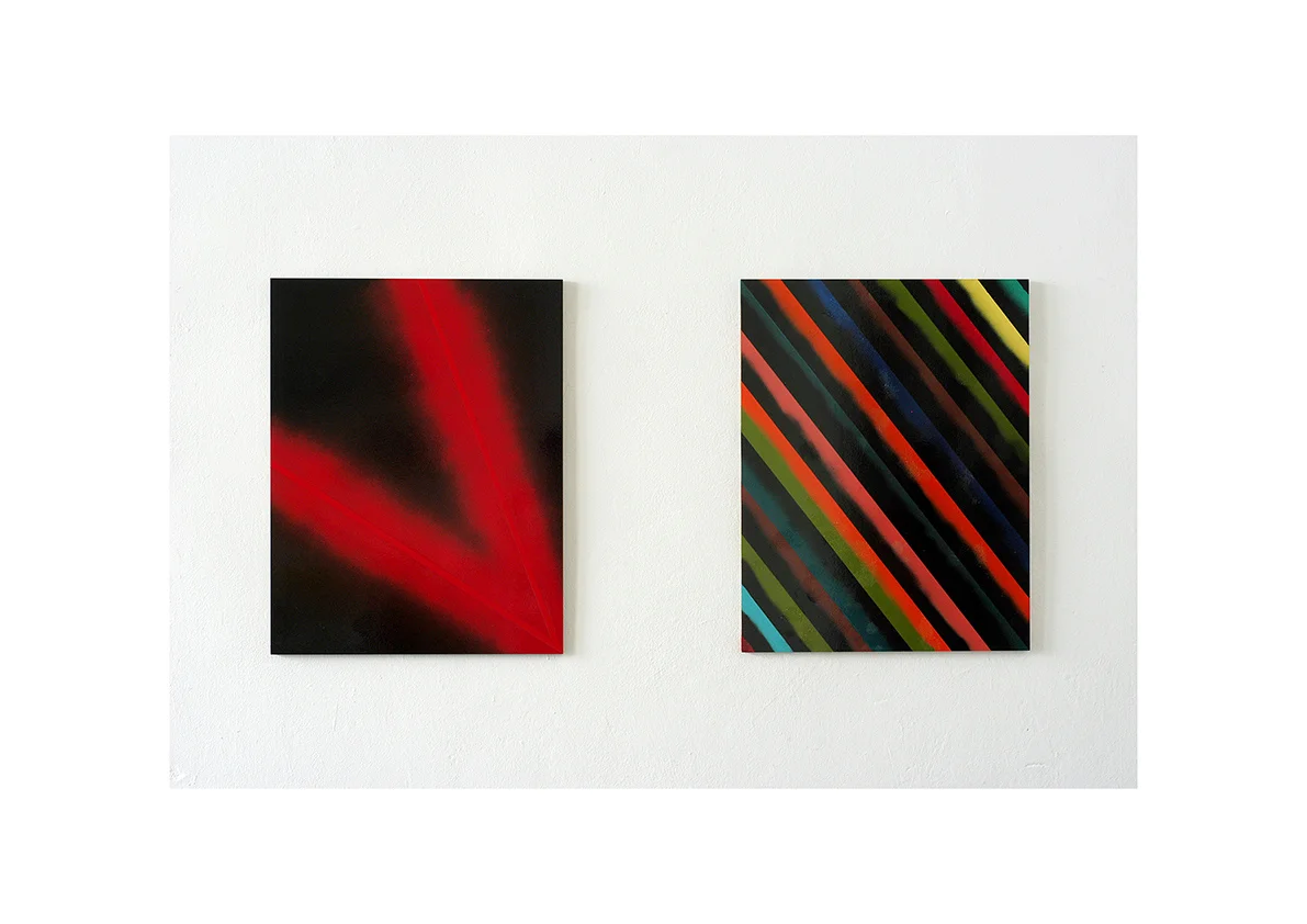 Ohne Titel, 2003 Lackspray auf Sperrholz je 72 x 56 cm