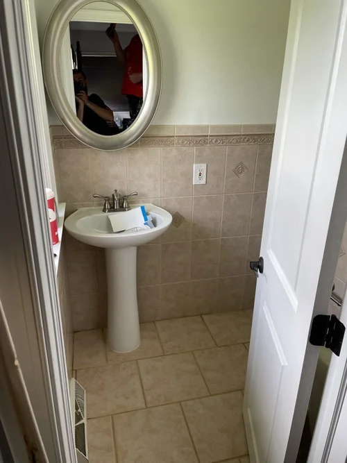Bath with Granite Vessel Sink & Built-Ins in Lansdale, PA, photo 1