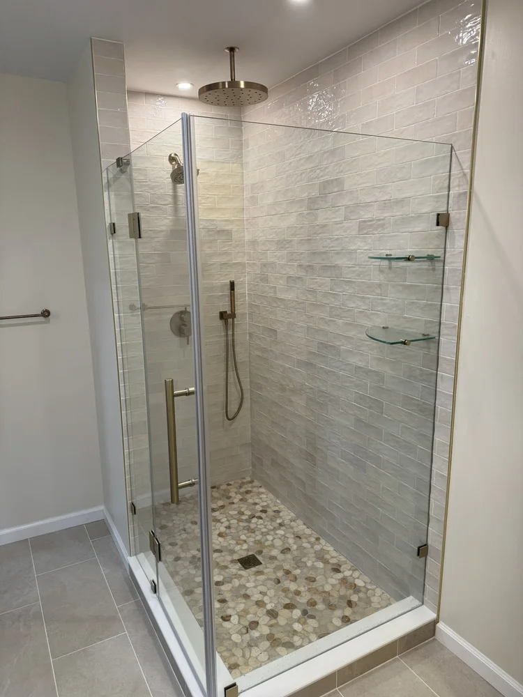 Hallway Bath Turned Primary Bathroom in Blue Bell, PA, after