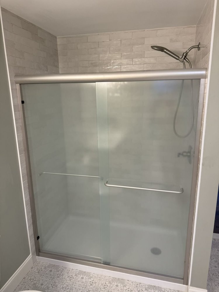 New tiled shower in an in-law suite bathroom