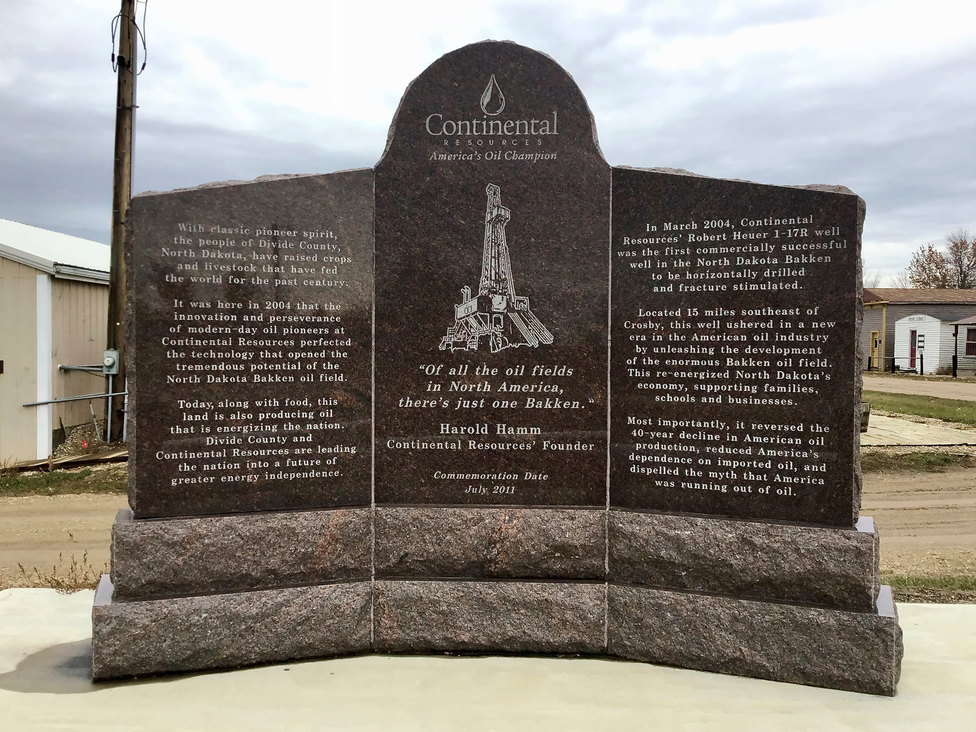 Oil patch monument in Crosby, ND