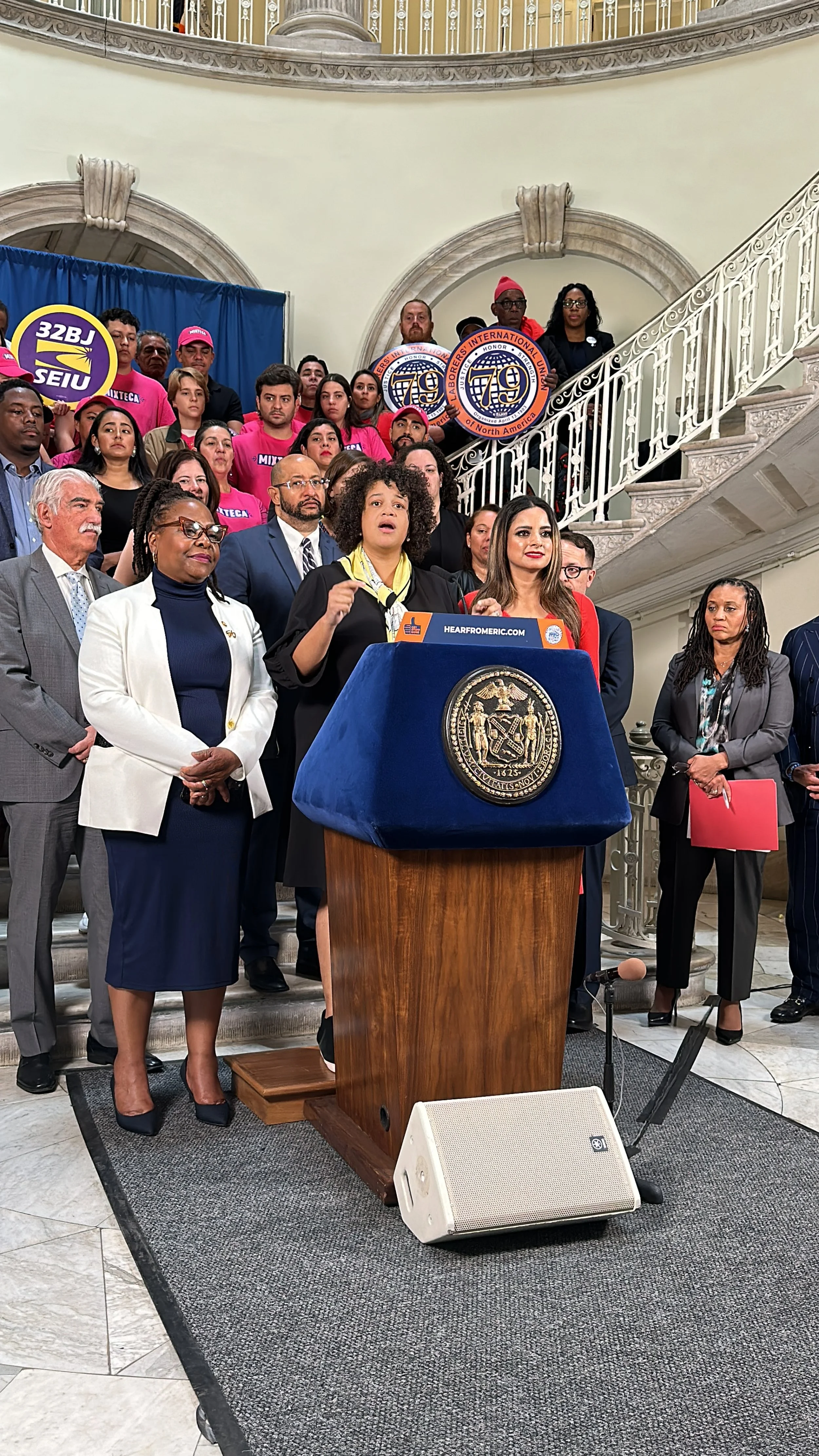 NYS BLACK, PUERTO RICAN, HISPANIC, AND ASIAN CAUCUS, ADAMS ADMINISTRATION, AND UNION LEADERS RALLY FOR PASSAGE OF COMMUNITY HIRING LEGISLATION