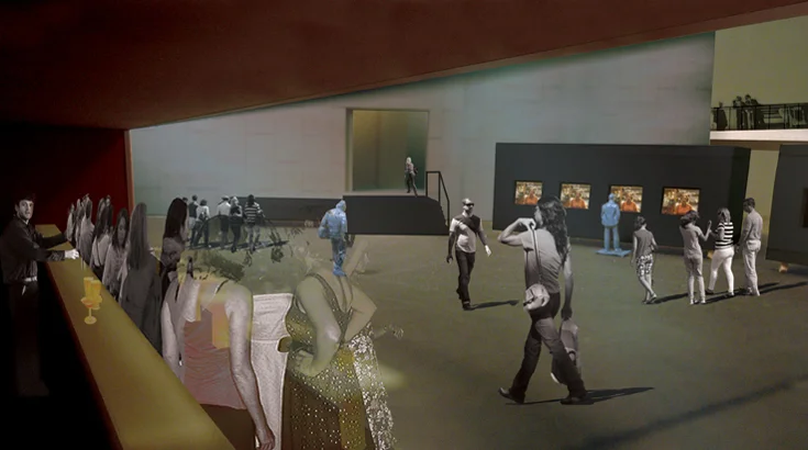 lobby with reconfigurable program boxes