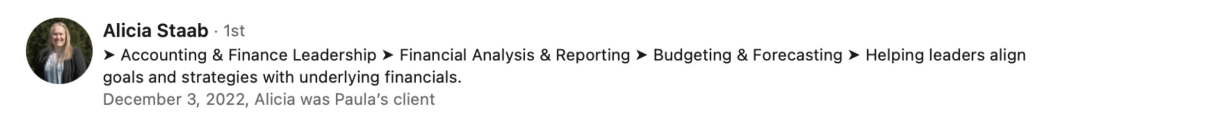 Recommendation from a client using resume, cover letter, and LinkedIn services