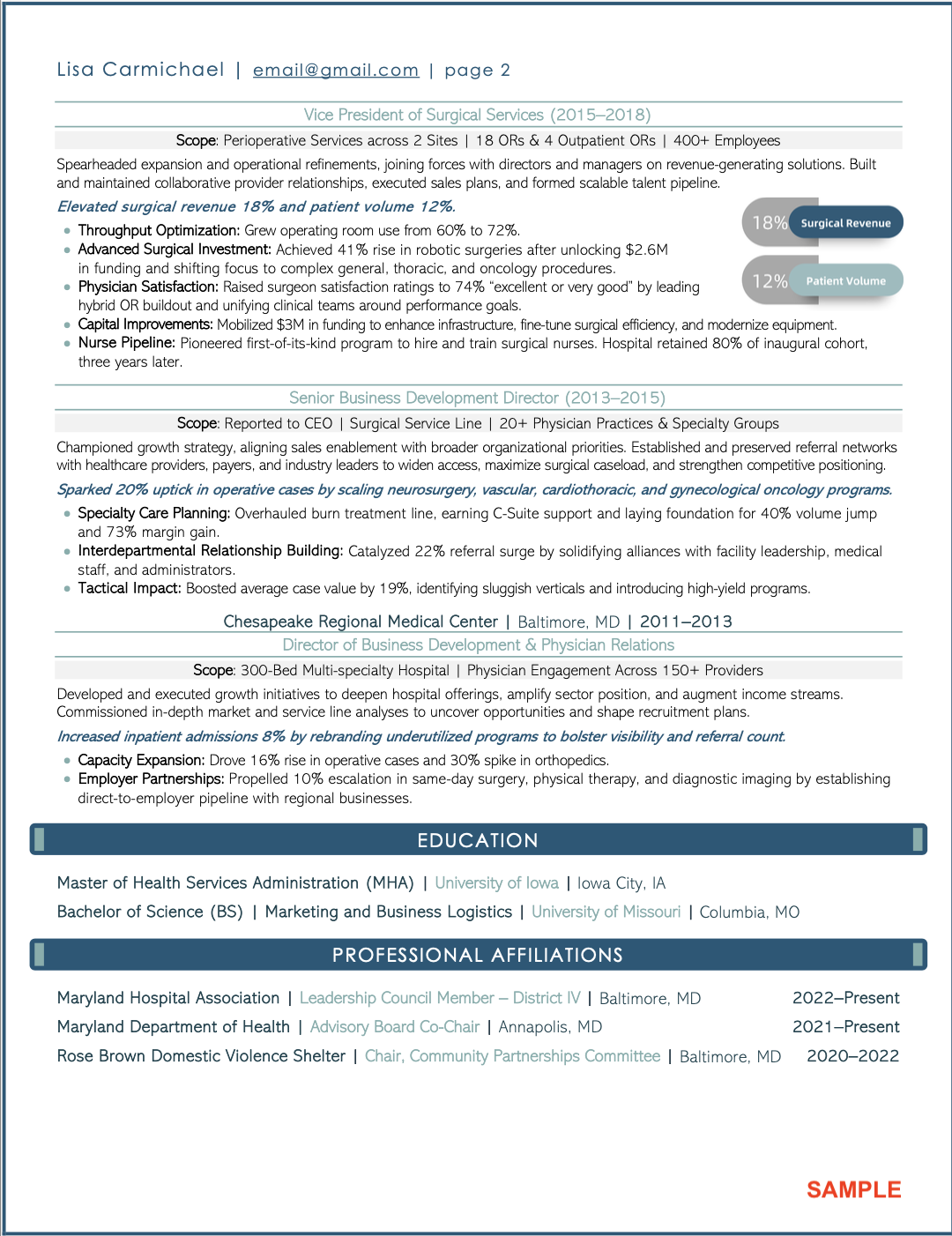 page two of executive resume, resume templates, resume writing for leadership