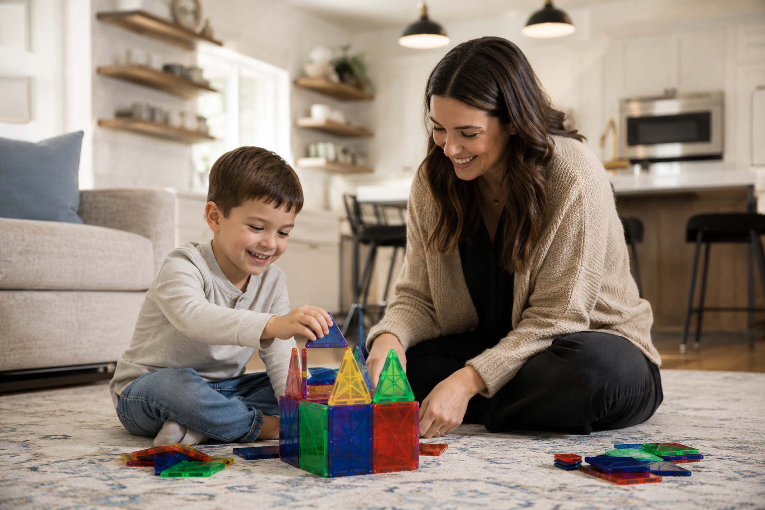 Parent and child in the home doing ABA with Ability & Co.