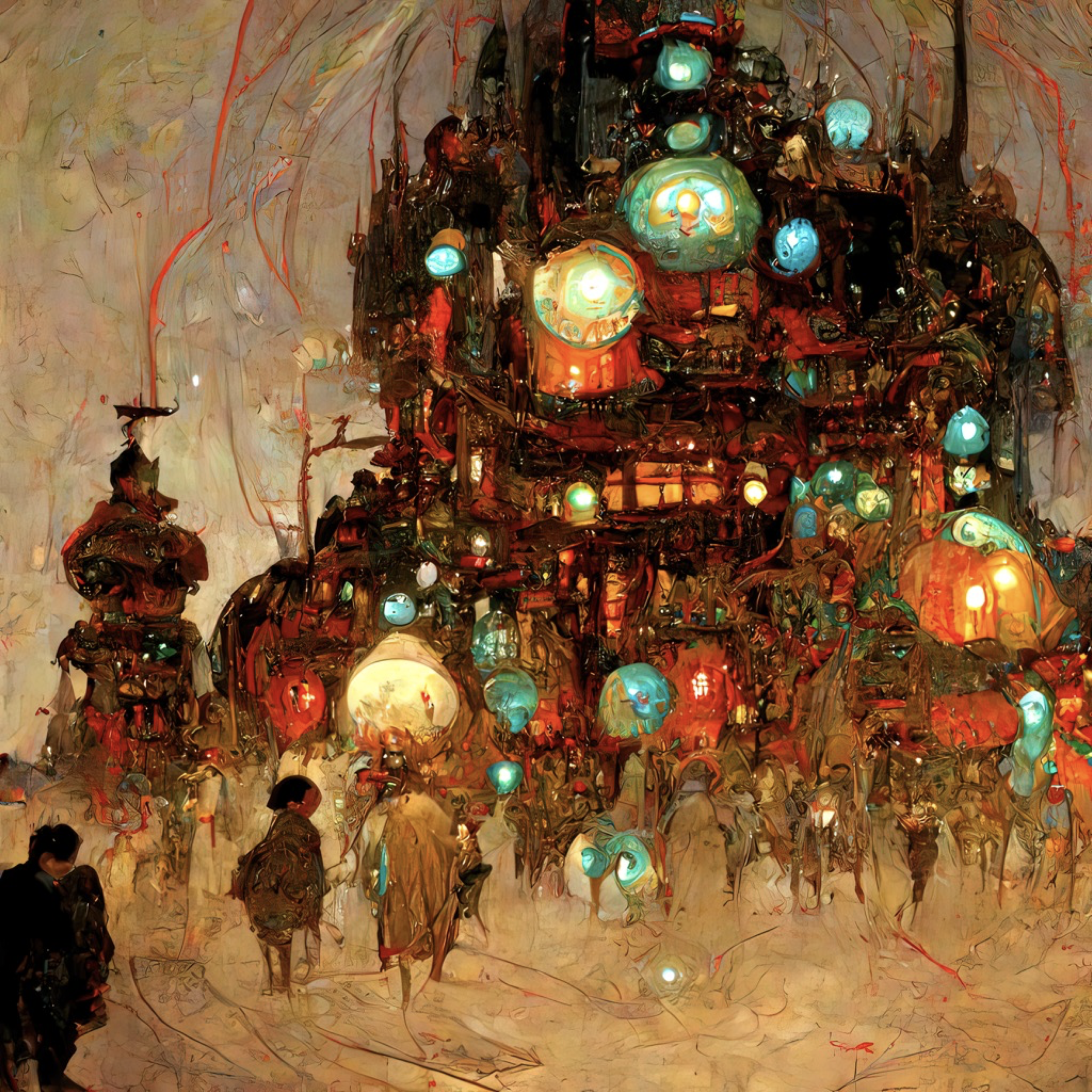 9b1dd080-1ed7-4f5e-8a1a-75a81e42a9da - highly complex intricate image caravan-city, glowing circuit board architecture,multi levels, giant dark glowing orbs of light ,stunning atmosphere by Alphonso Mucha, krenz cushart, Ryota-H , Matthias .png