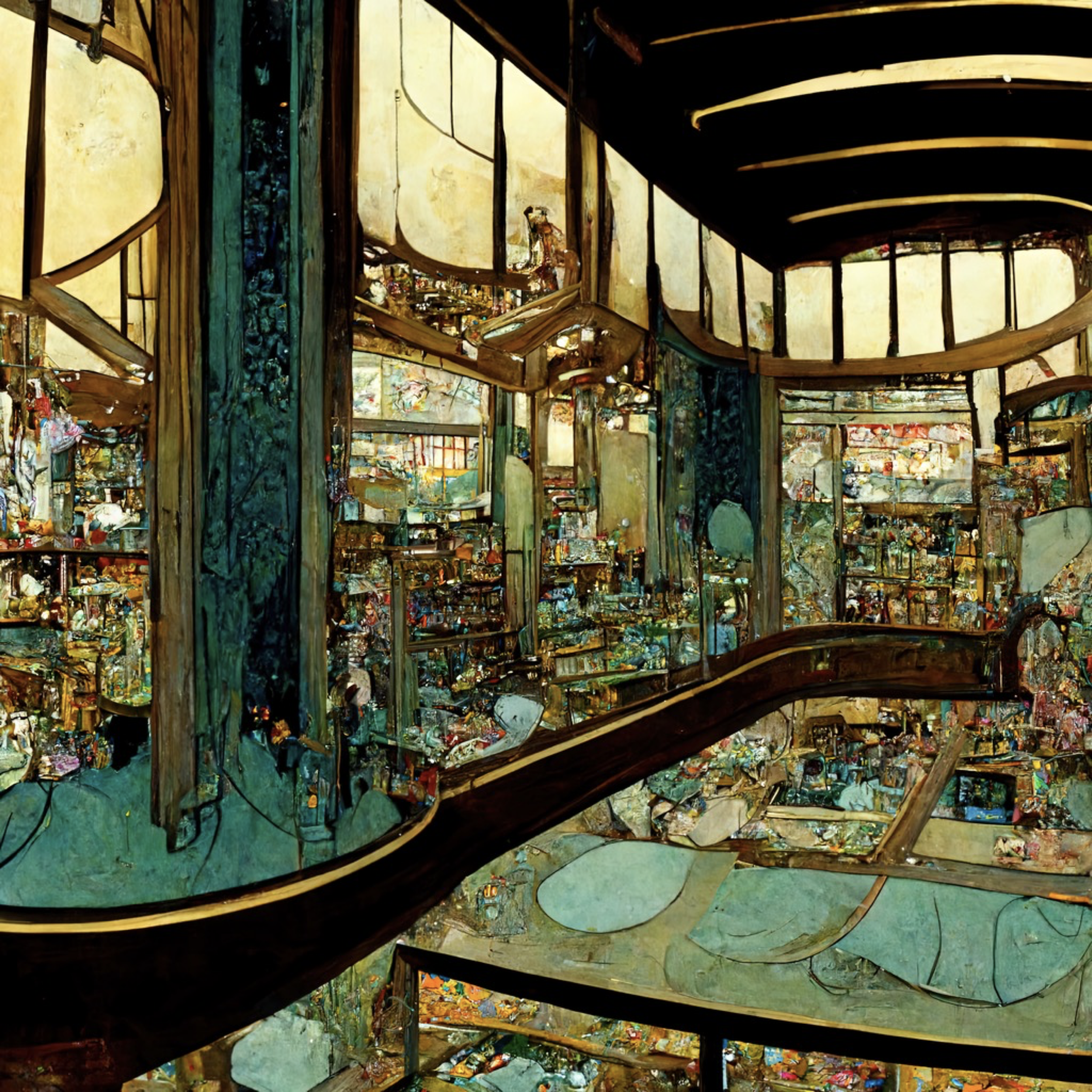 71460060-1cc5-4aff-a17e-be5a3247db4d - An interior of an old-fashioned emporium in art deco style in Japan, Albert Uderzo, super-realistic, insanely intricate and detailed, old, top view, aerial, atmospheric, volumetric lighting, art deco, .png