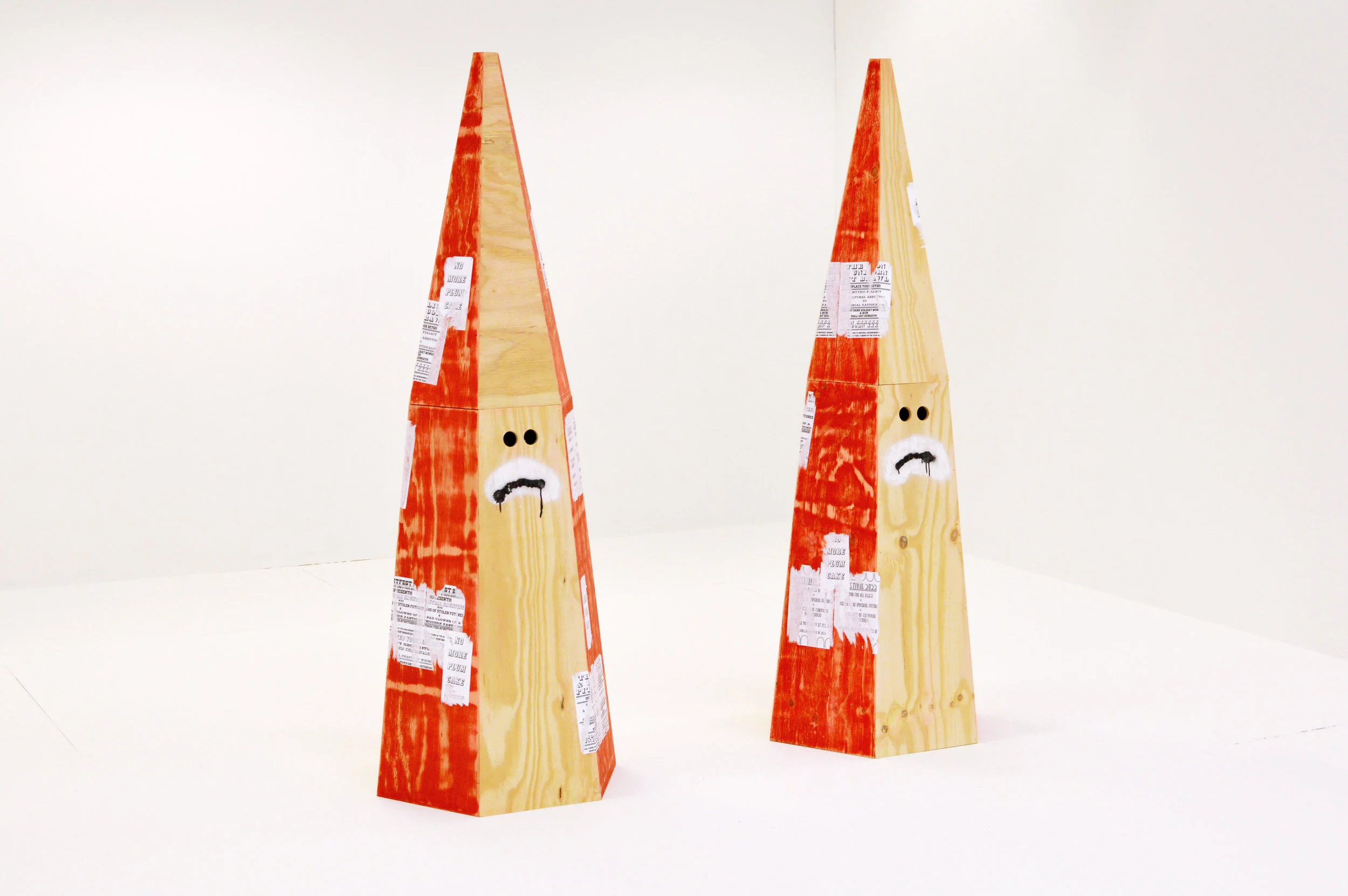 Spectres of a Convivial Fallacy 2019 Plywood, paint, paper & spray paint 60x55x180cm